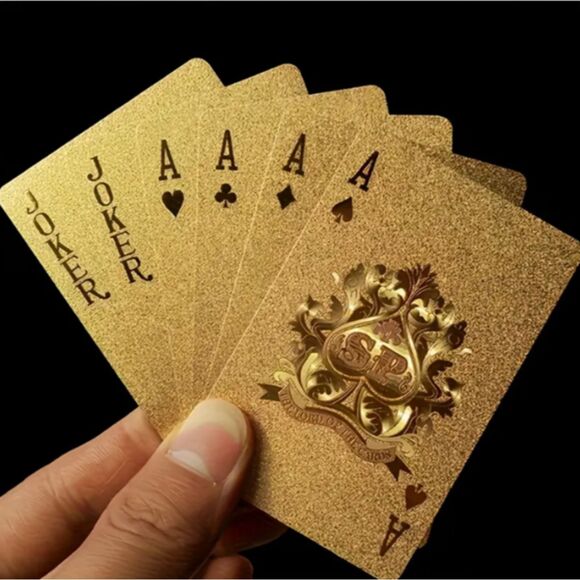Gold Foil Playing Cards Men Women Poker Games Cut Box - Picture 6 of 9